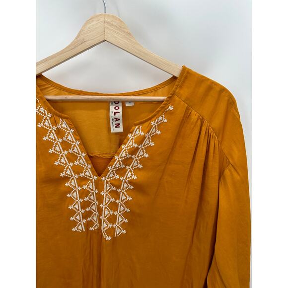 Anthropologie Dolan Top Women MEDIUM Orange Alvia V-Neck Embroidered Tunic - Picture 4 of 8